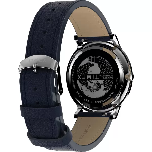 Timex Mens Gallary 40mm WatchBlueWhiteSilverTone