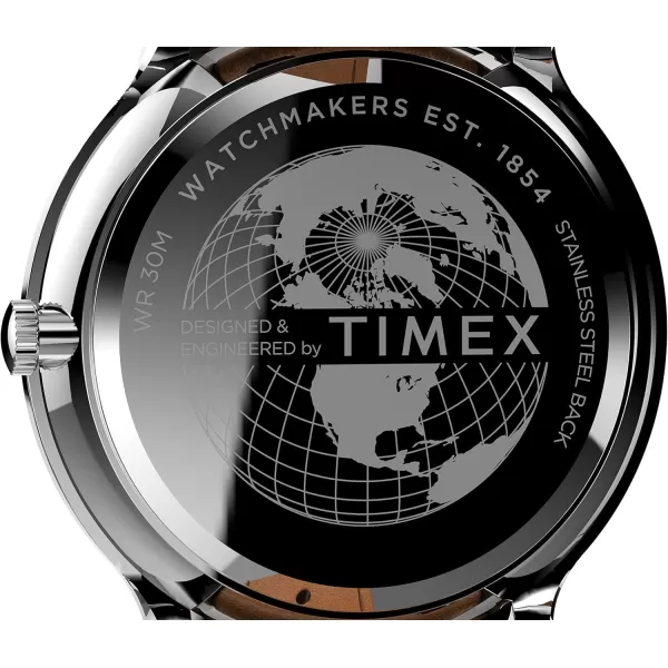Timex Mens Gallary 40mm WatchLight BrownBlueSilverTone