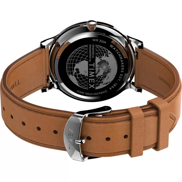 Timex Mens Gallary 40mm WatchLight BrownBlueSilverTone