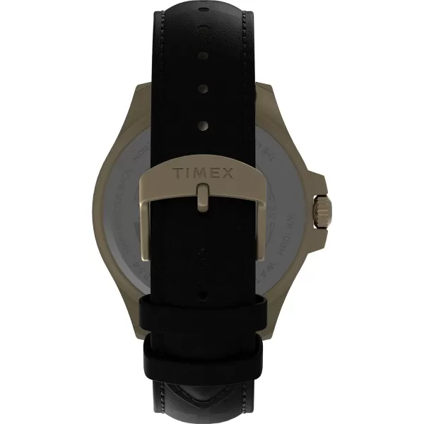 Timex Mens Harborside Coast 43mm WatchBlackGoldToneBlack