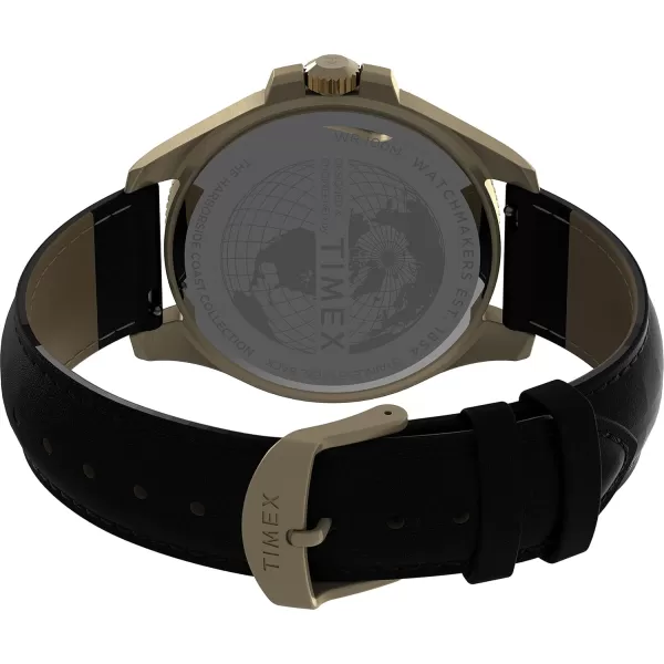Timex Mens Harborside Coast 43mm WatchBlackGoldToneBlack