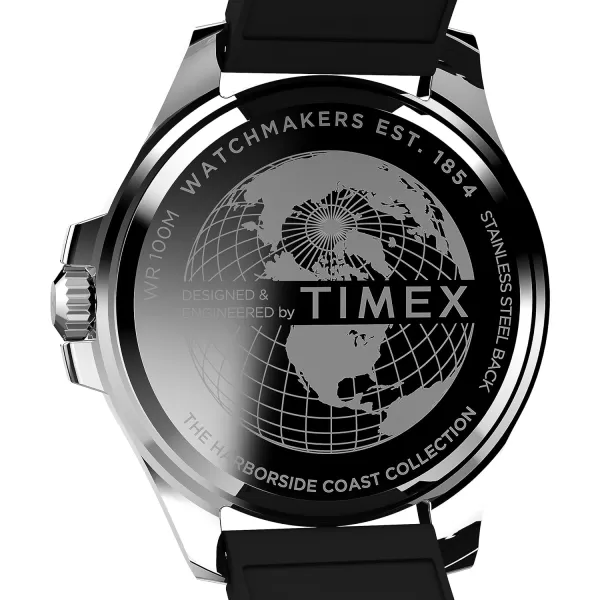 Timex Mens Harborside Coast 43mm WatchBlackGreenSilverTone