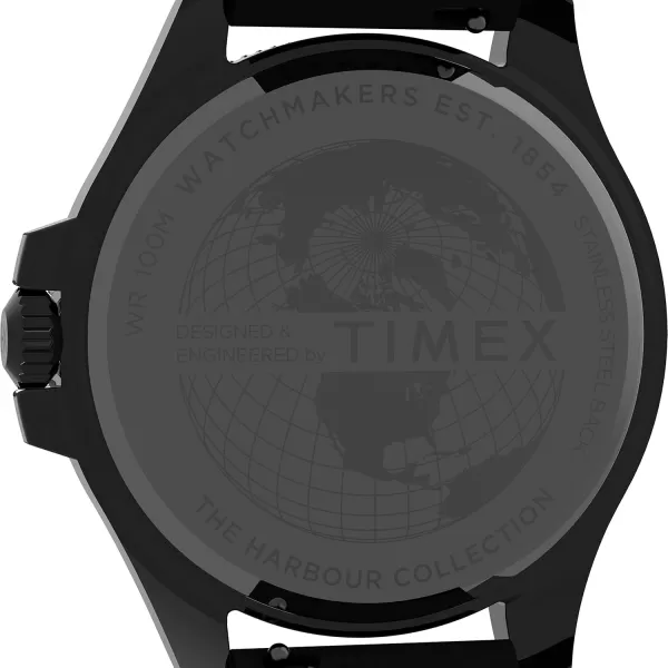 Timex Mens Harborside Coast 43mm WatchBlackGunmetal Gray