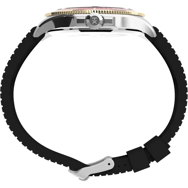 Timex Mens Harborside Coast 43mm WatchBlackSilverToneRed