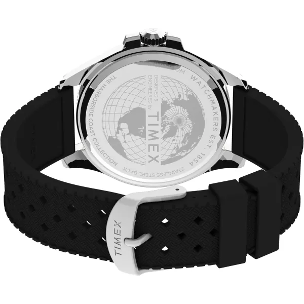 Timex Mens Harborside Coast 43mm WatchBlackSilverToneRed
