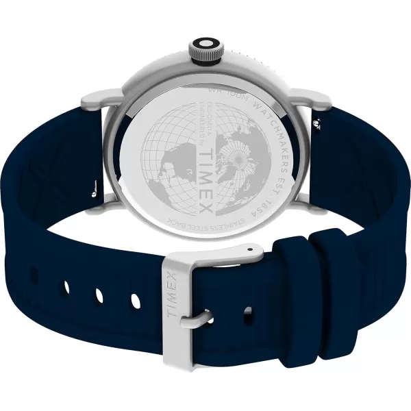 Timex Mens Harborside Coast 43mm WatchBlueBlackSilverTone