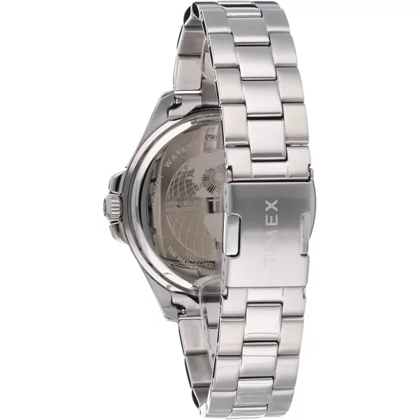 Timex Mens Harborside Coast 43mm WatchSilverToneBlackRed
