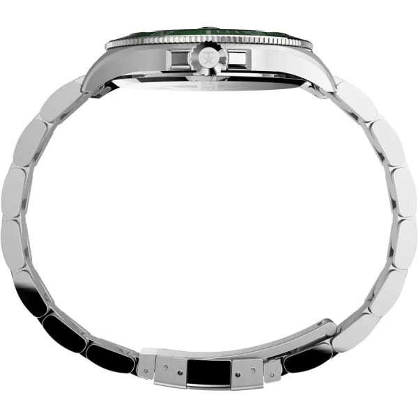 Timex Mens Harborside Coast 43mm WatchSilverToneGreen