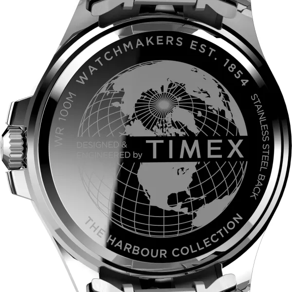Timex Mens Harborside Coast 43mm WatchSilverToneGreen