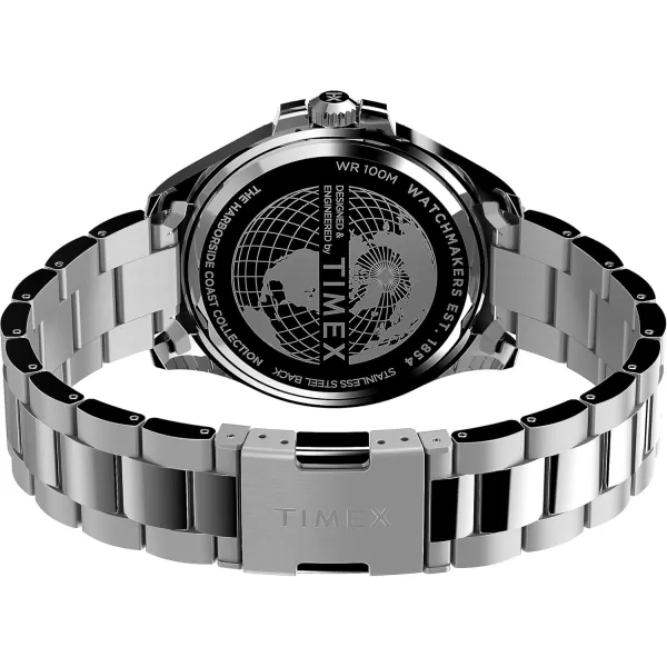 Timex Mens Harborside Coast 43mm WatchStainless SteelTealSilverTone