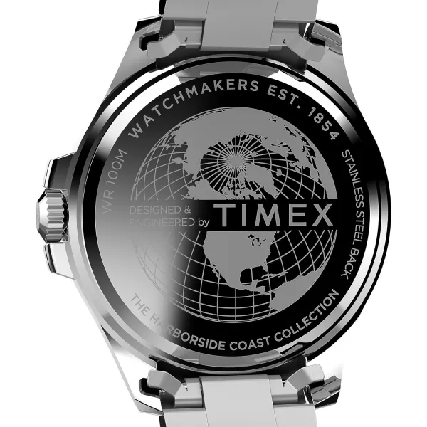 Timex Mens Harborside Coast 43mm WatchStainless SteelTealSilverTone