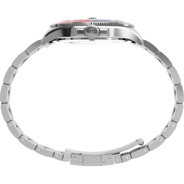 Timex Mens Harborside Coast Automatic 44mm WatchSilverToneBlue