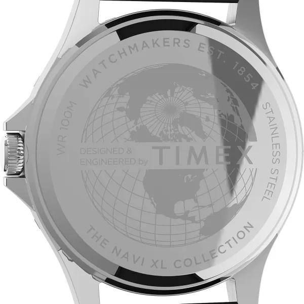 Timex Mens Navi XL 41mm Analog Quartz Stainless Steel 20 Casual WatchBlackSilverBlue