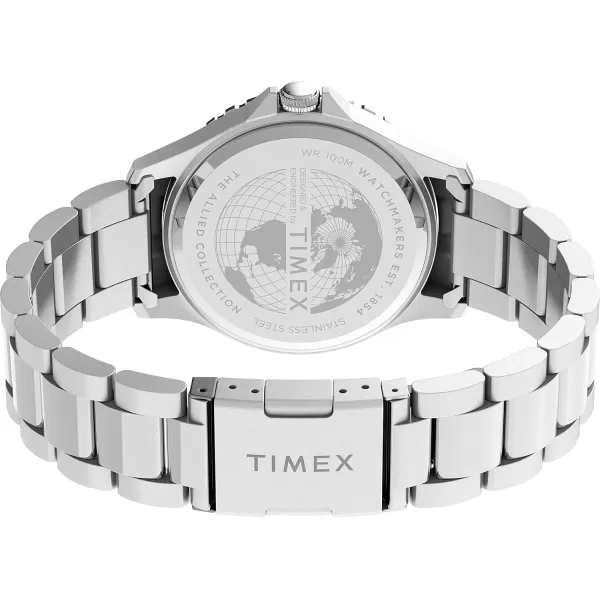 Timex Mens Navi XL 41mm Analog Quartz Stainless Steel 20 Casual WatchSilverToneBlack
