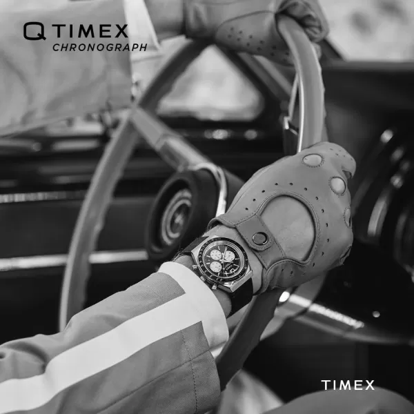 Timex Mens Q Chronograph 40mm WatchBrownCreamStainless Steel