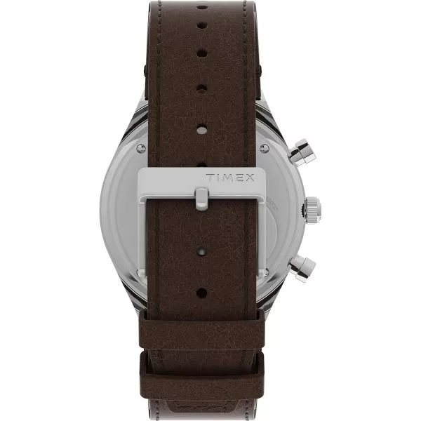 Timex Mens Q Chronograph 40mm WatchBrownCreamStainless Steel