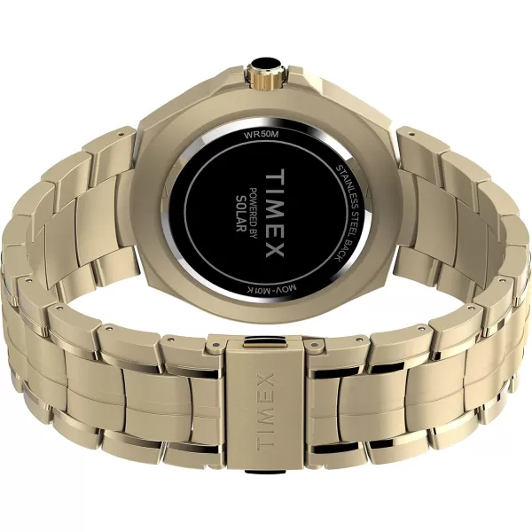Timex Mens Solar Premium Dress 44mm WatchGoldToneBlack