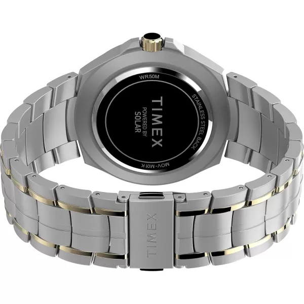 Timex Mens Solar Premium Dress 44mm WatchTwoToneBlue