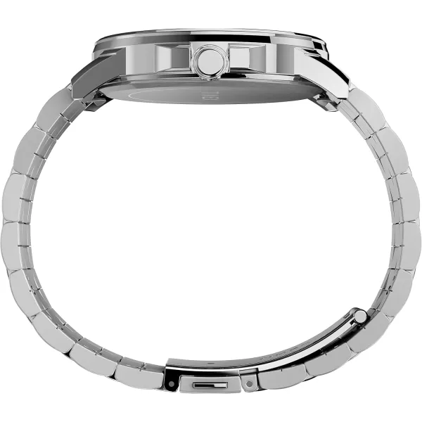 Timex Mens Stainless Steel Dress 45mm WatchSilverToneGray