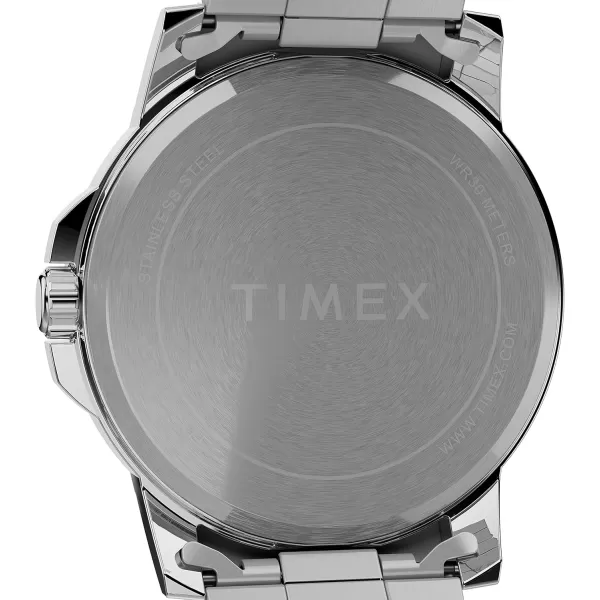 Timex Mens Stainless Steel Dress 45mm WatchSilverToneGray