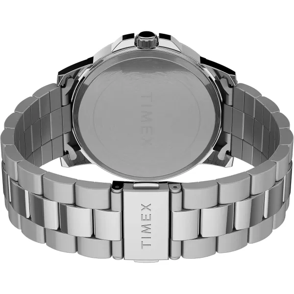 Timex Mens Stainless Steel Dress 45mm WatchSilverToneGray
