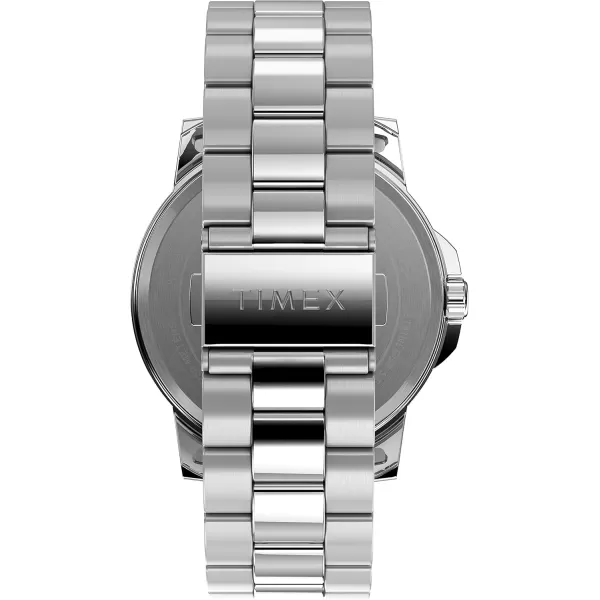 Timex Mens Stainless Steel Dress 45mm WatchSilverToneGray