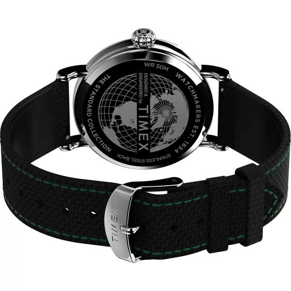 Timex Mens Standard 40mm WatchBlackGreenSilverTone