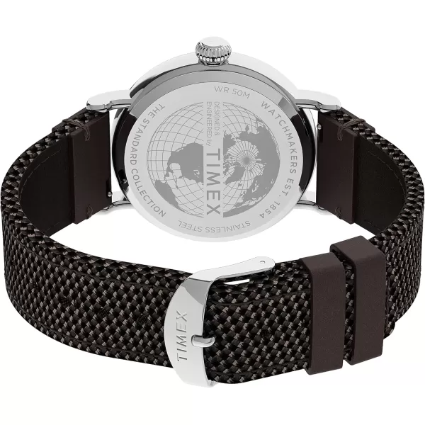 Timex Mens Standard 40mm WatchBrownBlackSilverTone