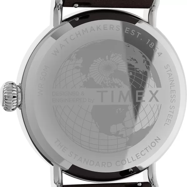 Timex Mens Standard 40mm WatchBrownBlackSilverTone