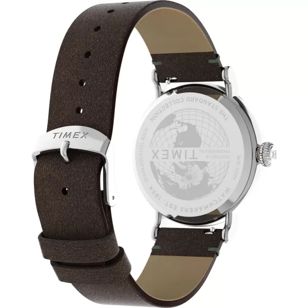 Timex Mens Standard 40mm WatchBrownGreenSilverToneWhite