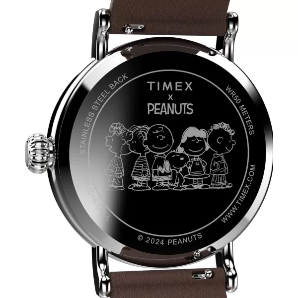 Timex Mens Standard 40mm WatchBrownWhiteSilverTone