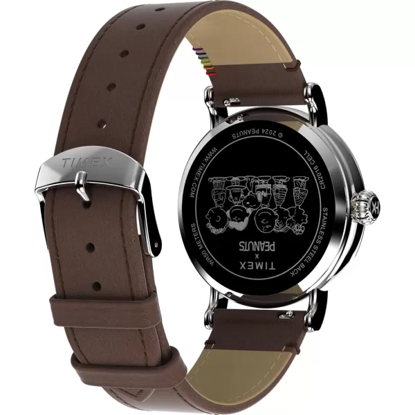 Timex Mens Standard 40mm WatchBrownWhiteSilverTone