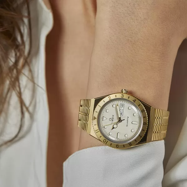 Timex Q Womens 36mm WatchGoldToneCream