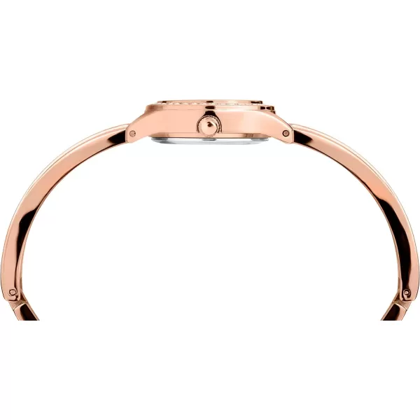 Timex Womens Dress Crystal 19mm Watch ampamp Bracelet Gift SetRose GoldTone
