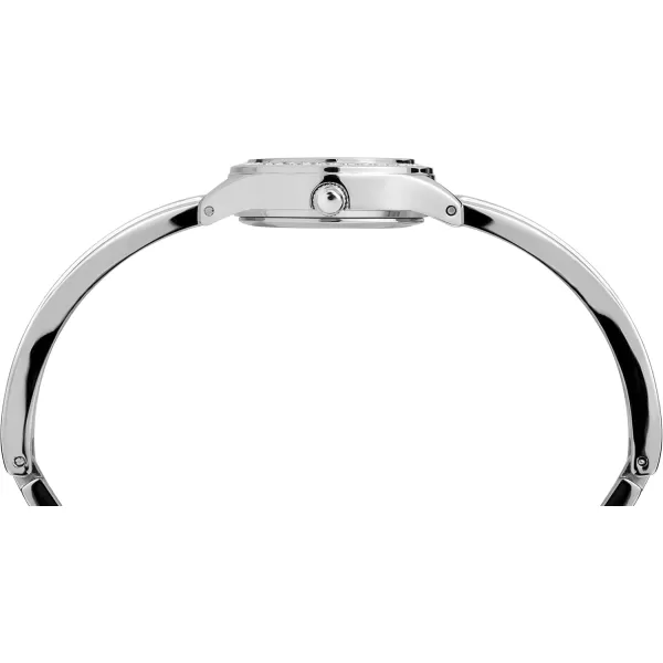 Timex Womens Dress Crystal 19mm Watch ampamp Bracelet Gift SetSilverTone