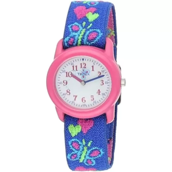 Timex Girls T89001 Time Machines Hearts ampamp Butterflies Elastic Fabric Strap Watch