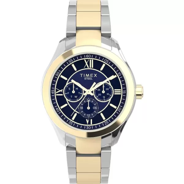Timex Mens Dress 42mm WatchTwoToneBlueTwoTone