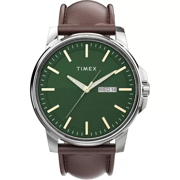 Timex Mens Dress 45mm WatchBrownGreen