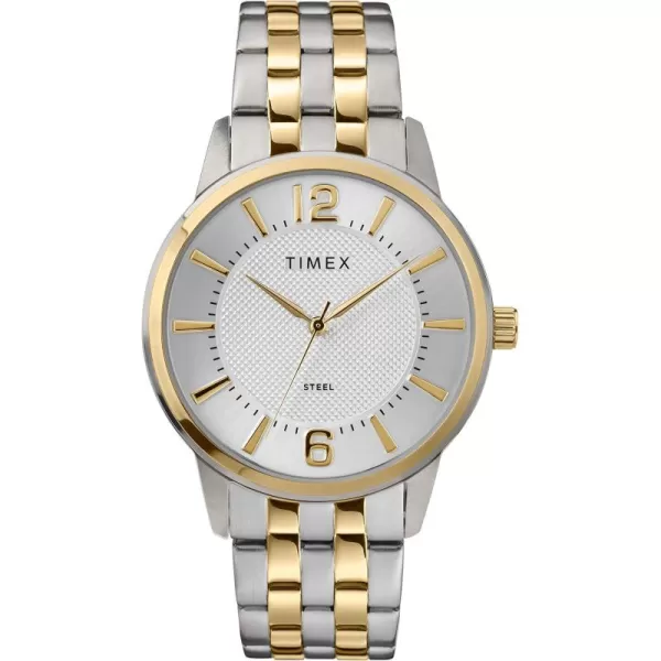 Timex Mens Dress Analog 40mm Stainless Steel Bracelet WatchTwoTone