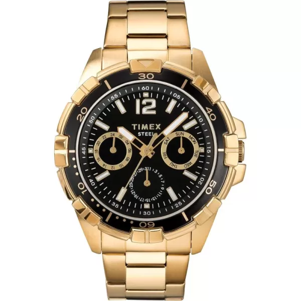 Timex Mens Dress Multifunction 45mm WatchGoldToneBlack