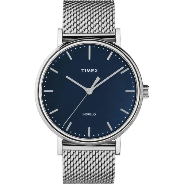 Timex Mens Fairfield 41mm Watch  SilverTone ampamp Blue with SilverTone Stainless Steel Mesh Bracelet