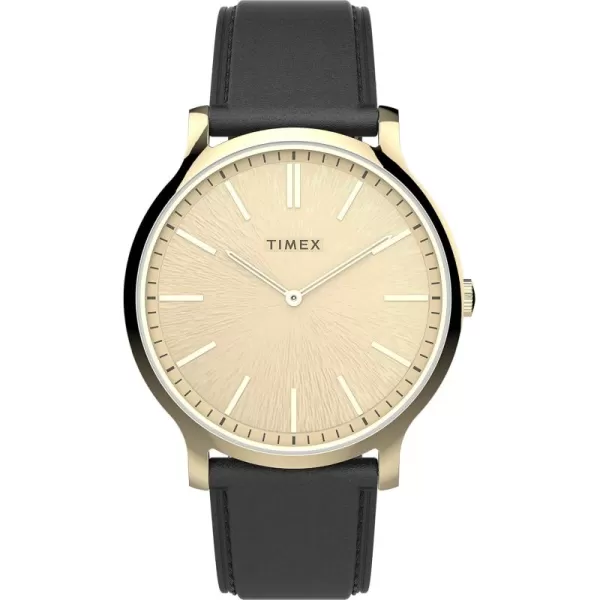 Timex Mens Gallary 40mm WatchBlackChampagneGoldTone