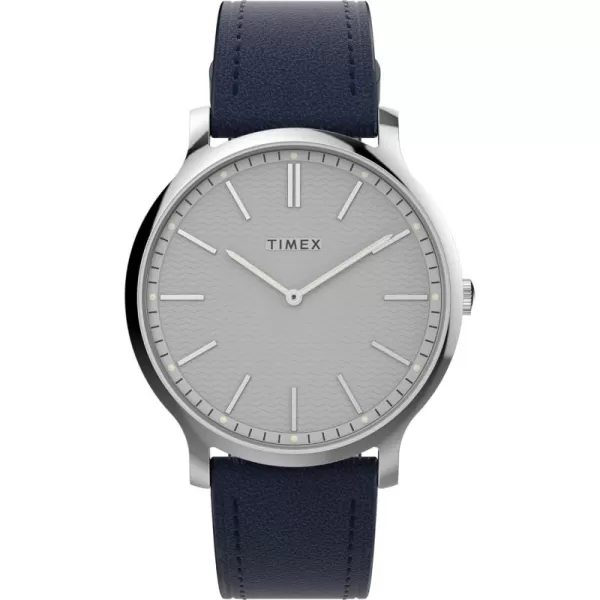 Timex Mens Gallary 40mm WatchBlueWhiteSilverTone