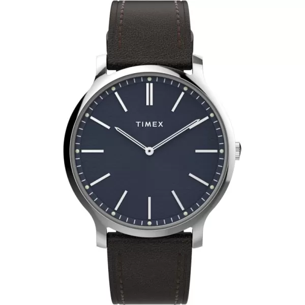 Timex Mens Gallary 40mm WatchBrownBlueSilverTone