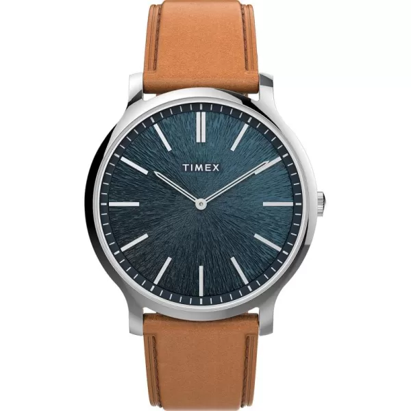 Timex Mens Gallary 40mm WatchLight BrownBlueSilverTone