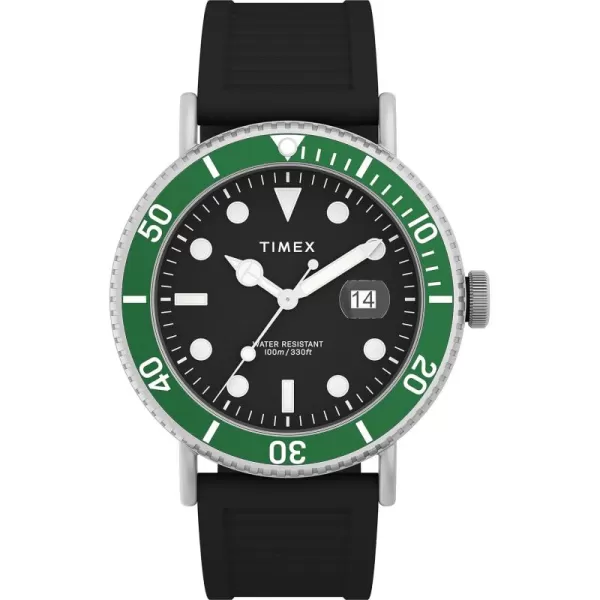 Timex Mens Harborside Coast 43mm WatchBlackBlackSilverToneGreen