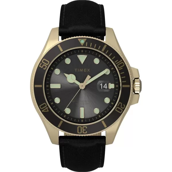 Timex Mens Harborside Coast 43mm WatchBlackGoldToneBlack