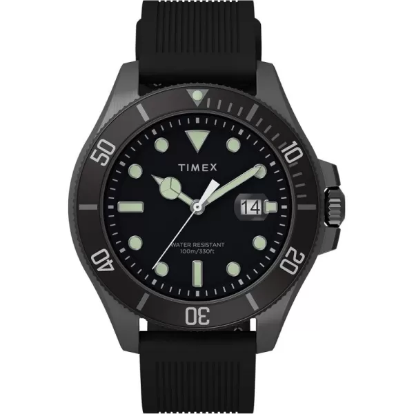 Timex Mens Harborside Coast 43mm WatchBlackGunmetal Gray