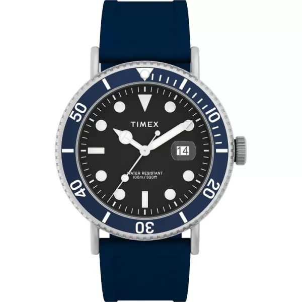 Timex Mens Harborside Coast 43mm WatchBlueBlackSilverTone