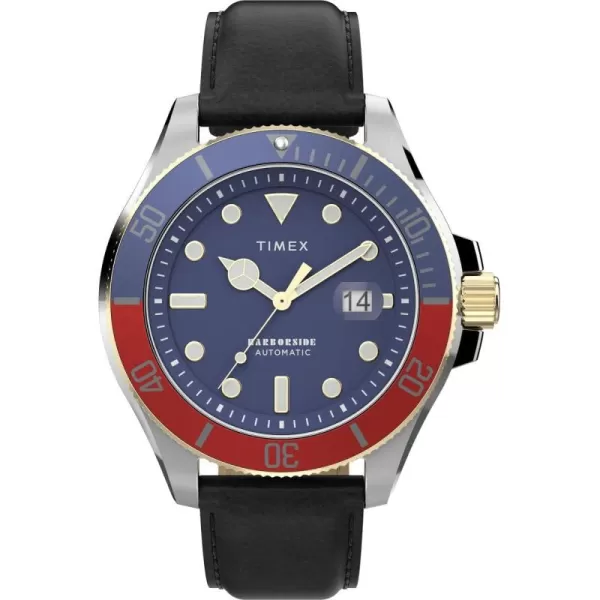 Timex Mens Harborside Coast Automatic 44mm WatchBrownBlue